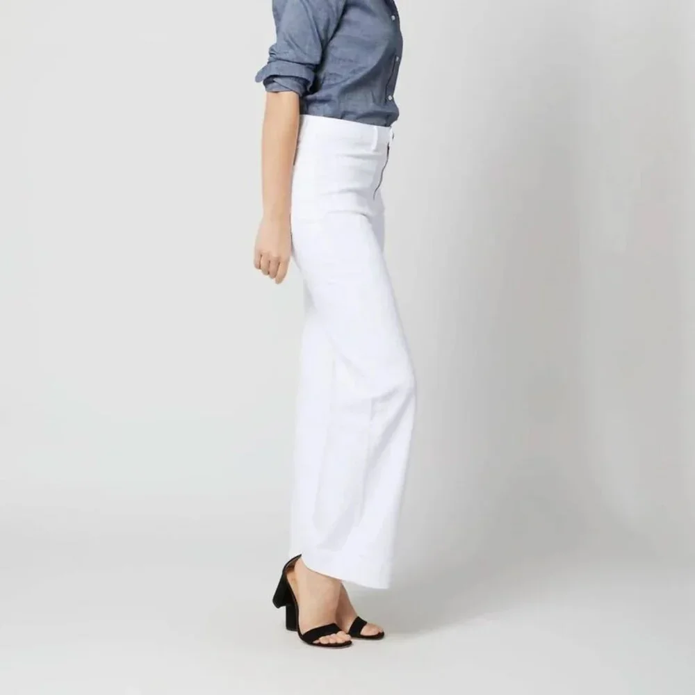 Ann Mashburn Coco Patch Pocket Jean White Stretch Denim Size 26 - Picture 3 of 10